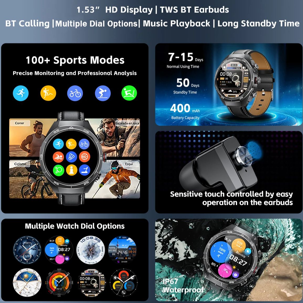 NFC-гарнитура, умные часы 2 в  – обзор и цена Smartwatch Headset
